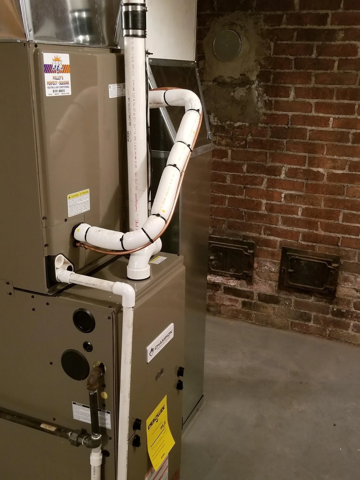 Gas piping leak test during a Plainfield, IN basement furnace tune-up