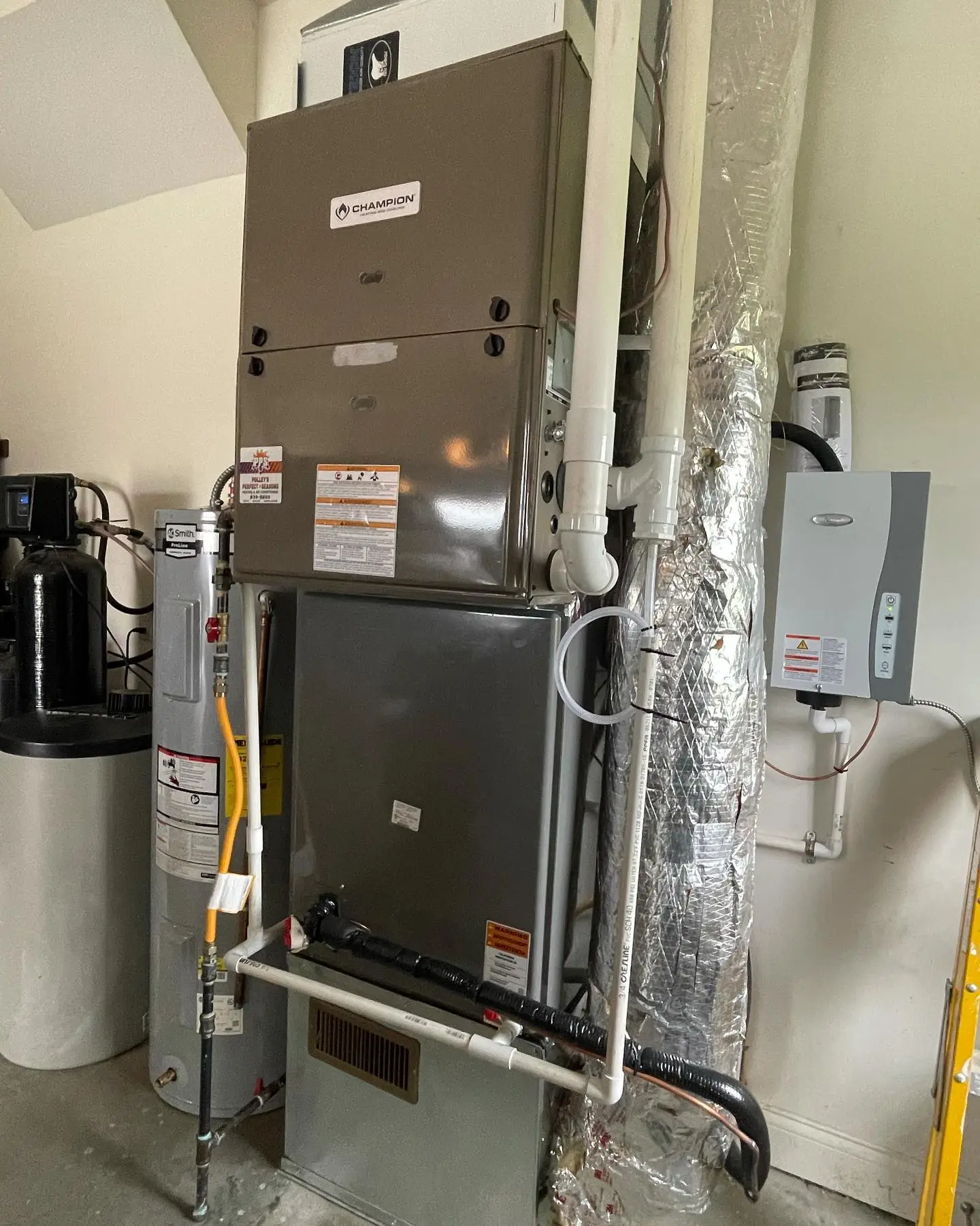 Champion furnace and water softener garage install in Hendricks County, IN