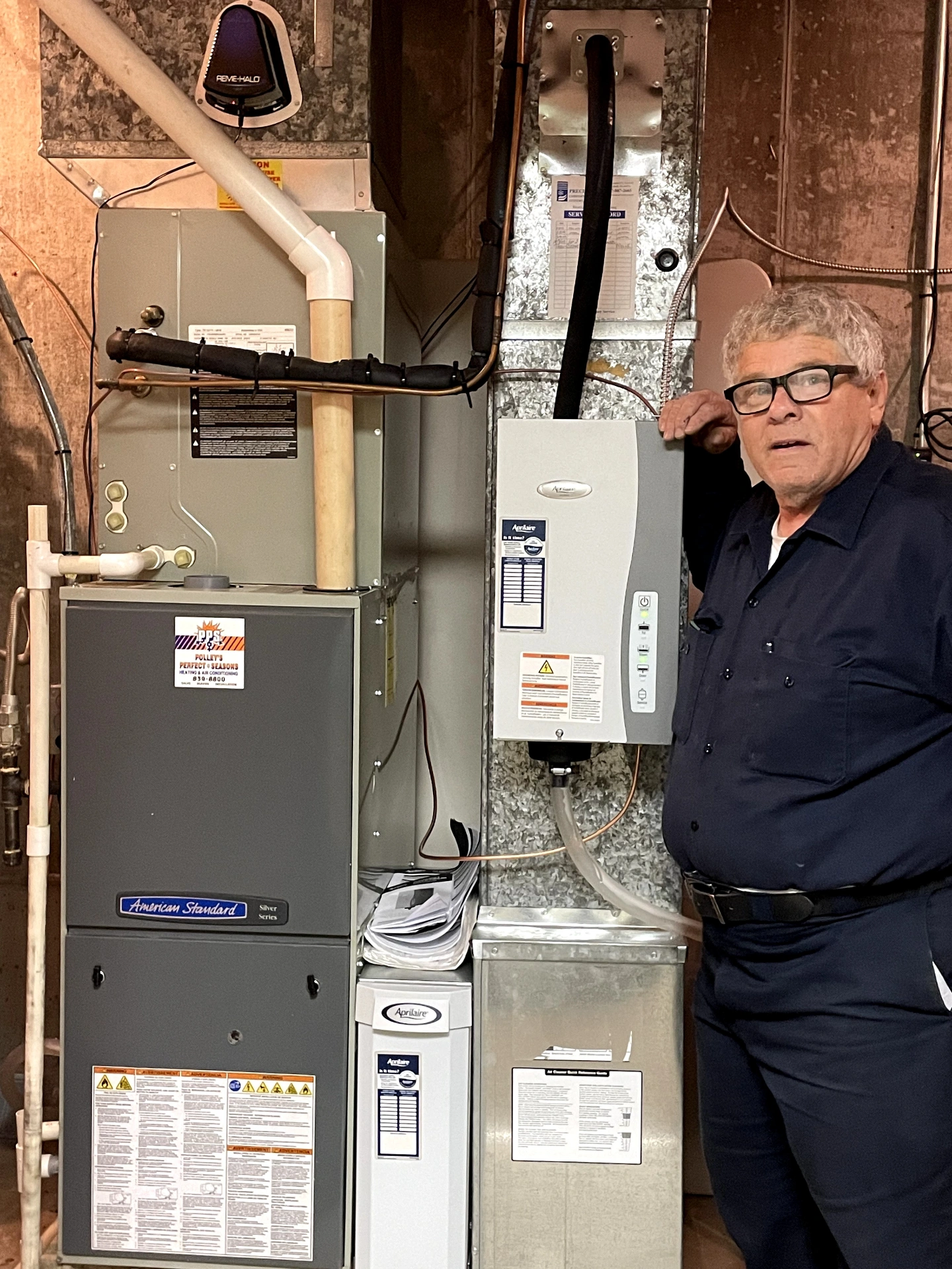 Furnace and Aprilaire humidifier inspected during a Plainfield, IN tune-up