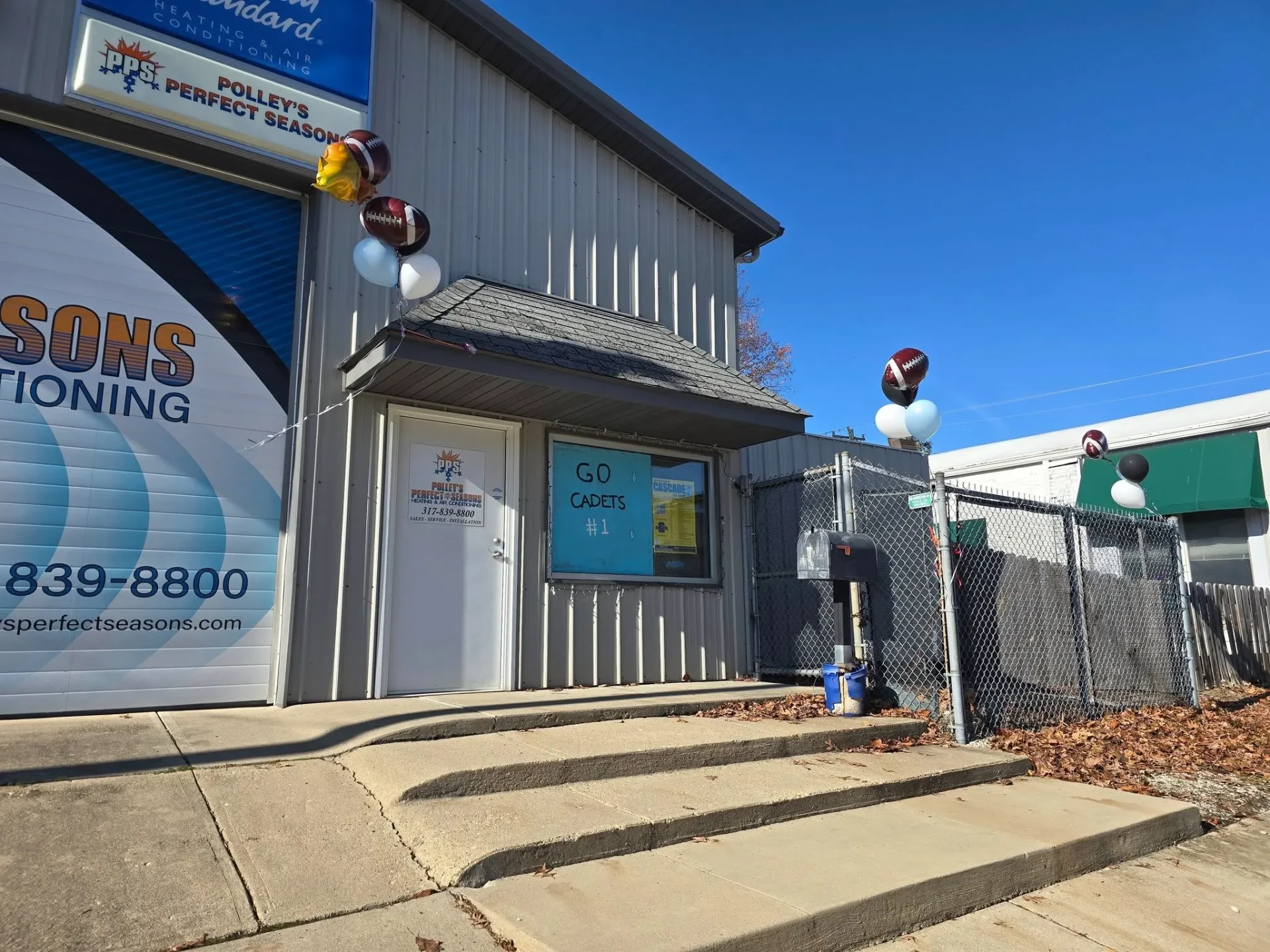 Polley's Perfect Seasons shop front in Plainfield, Indiana - a family-owned local business since 1995